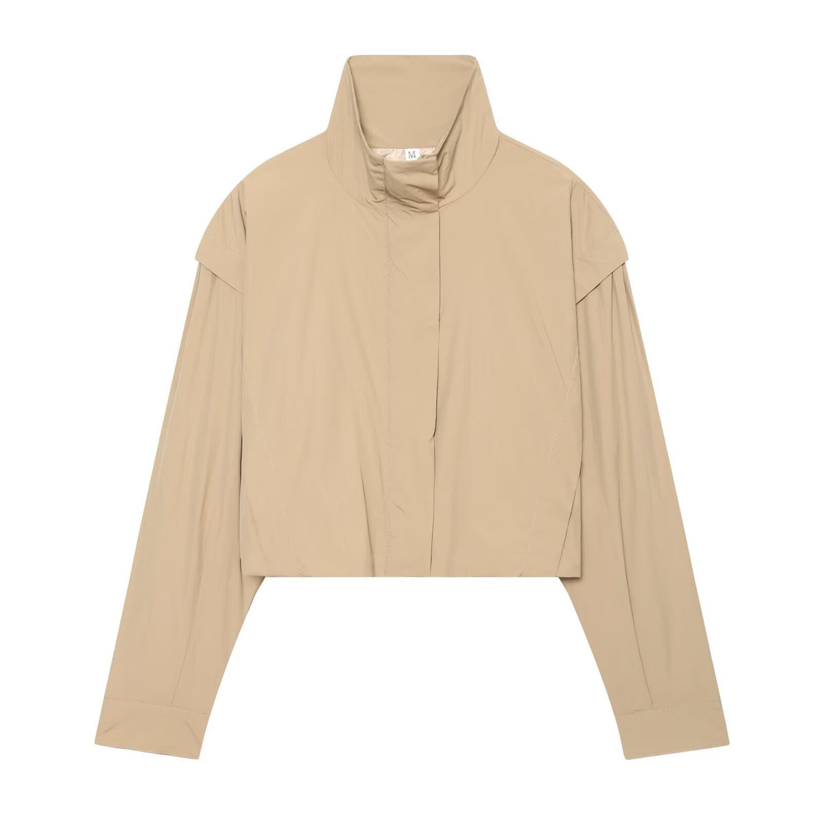 Chaqueta informal de manga larga con cuello alzado para mujer