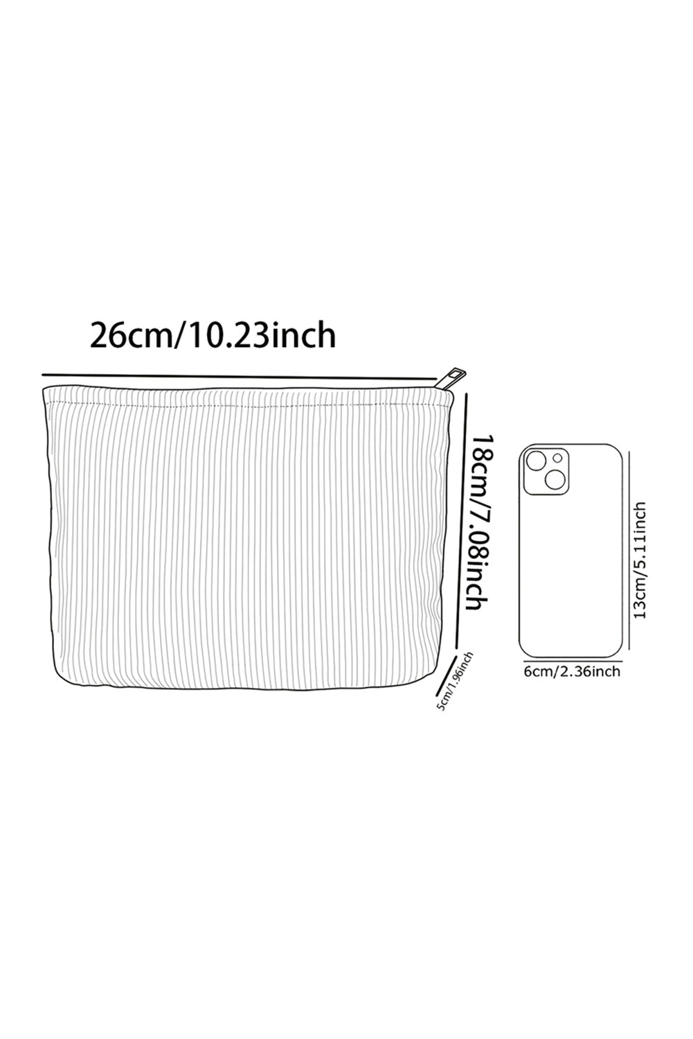 Bolsa de almacenamiento minimalista de pana con estampado floral blanco