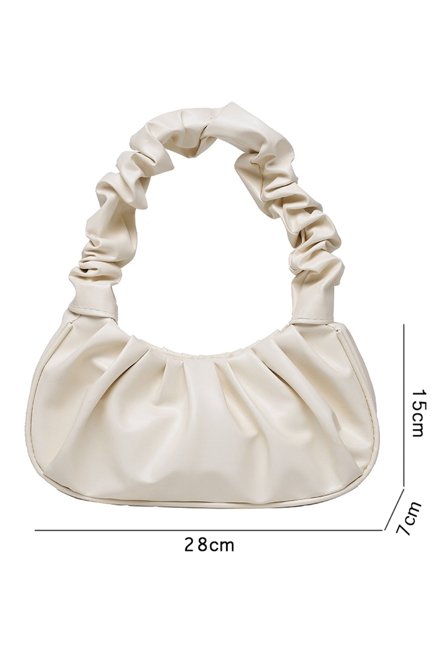 Bolso de mano plisado y elegante de piel sintética blanca para cenas