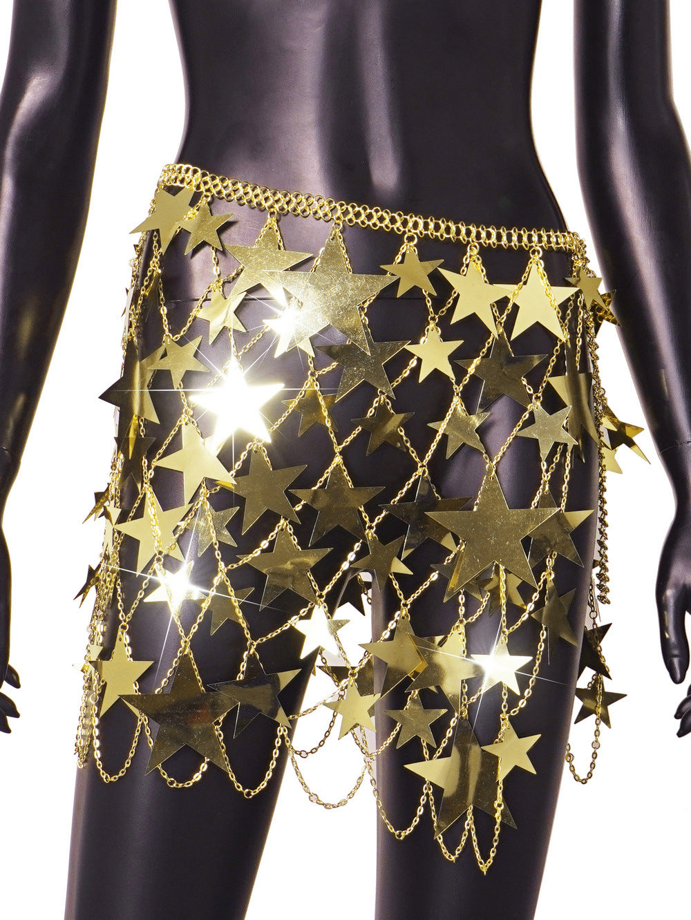 Falda colgante de pentagrama con lentejuelas brillantes y ahuecadas - Bego Fashion