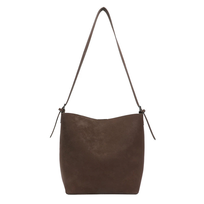 Bolso tipo cubo de gran capacidad para mujer, versátil, retro mate, de un solo hombro. - Bego Fashion