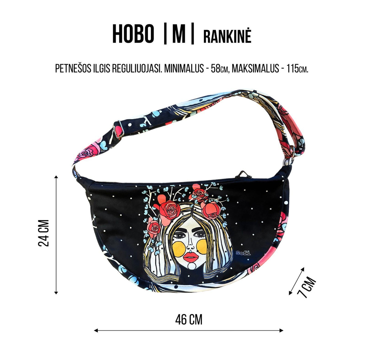Hobo Bag Heart - Black