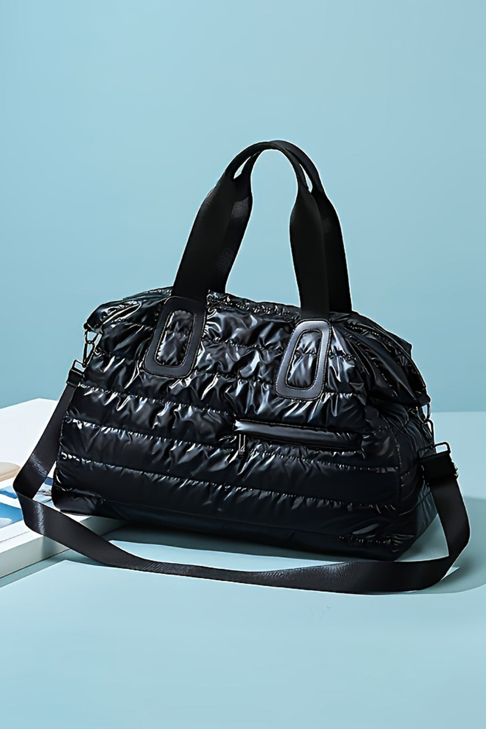 Bolsa de viaje acolchada e impermeable de gran capacidad, color negro