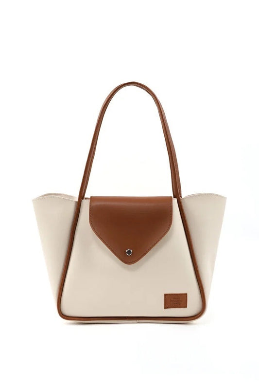 Bolso grande de piel sintética con cierre a presión, compartimento único para la mano, el brazo y el hombro.