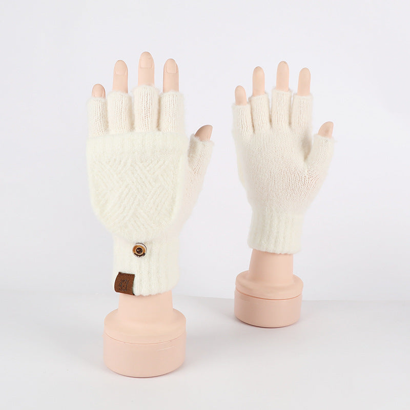 Guantes de medio dedo abatibles de doble uso para mujer, resistentes al frío y al calor. - Bego Fashion