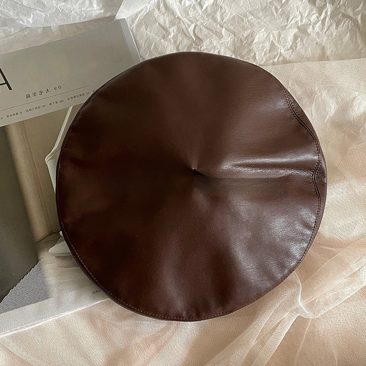 Boina marrón de cuero para mujer con circunferencia de cabeza grande - Bego Fashion