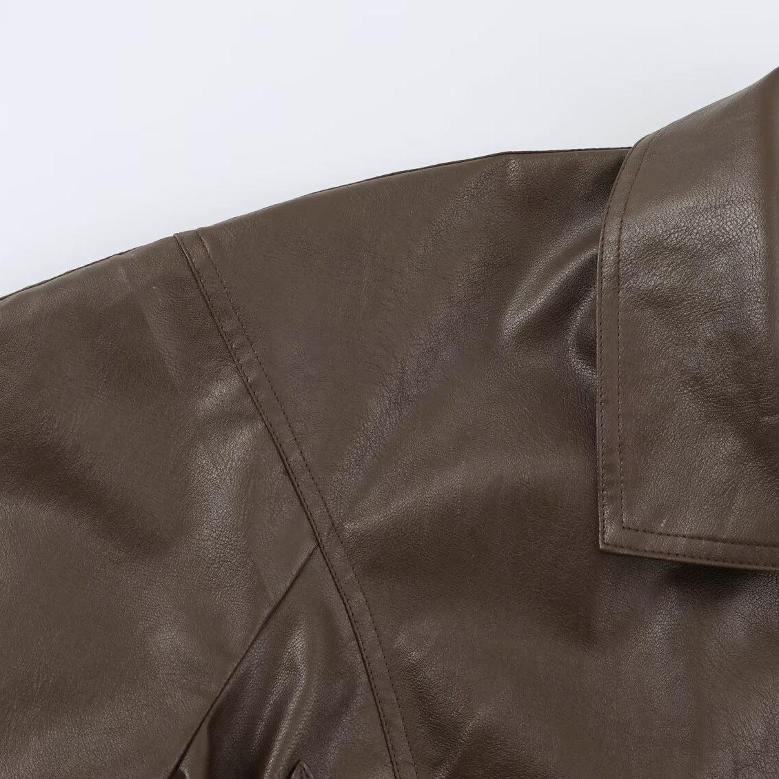 Chaqueta de piel sintética de estilo motociclista retro