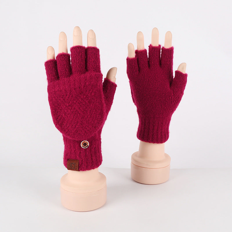 Guantes de medio dedo abatibles de doble uso para mujer, resistentes al frío y al calor. - Bego Fashion