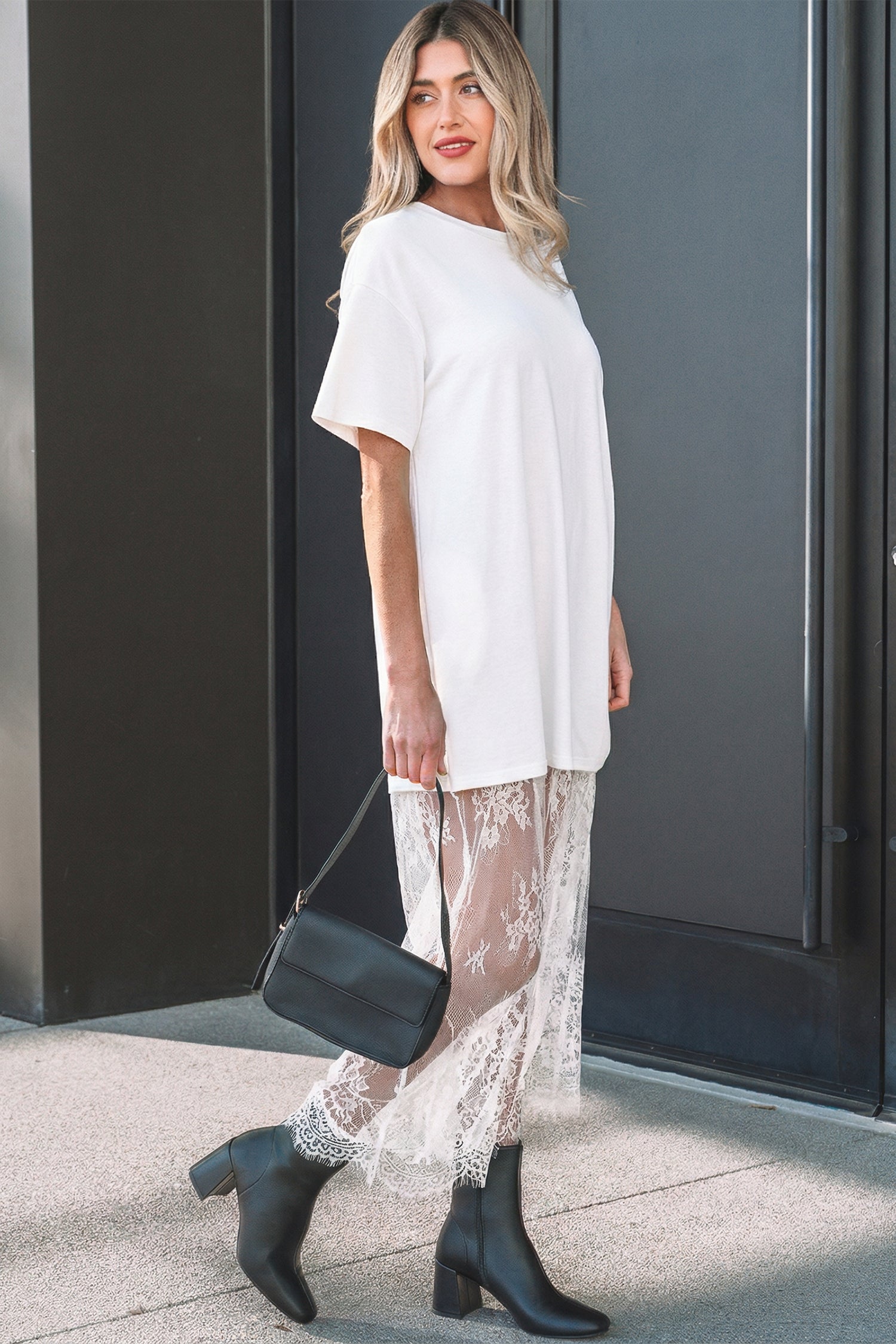 Vestido largo holgado de manga corta con estampado floral blanco - Bego Fashion