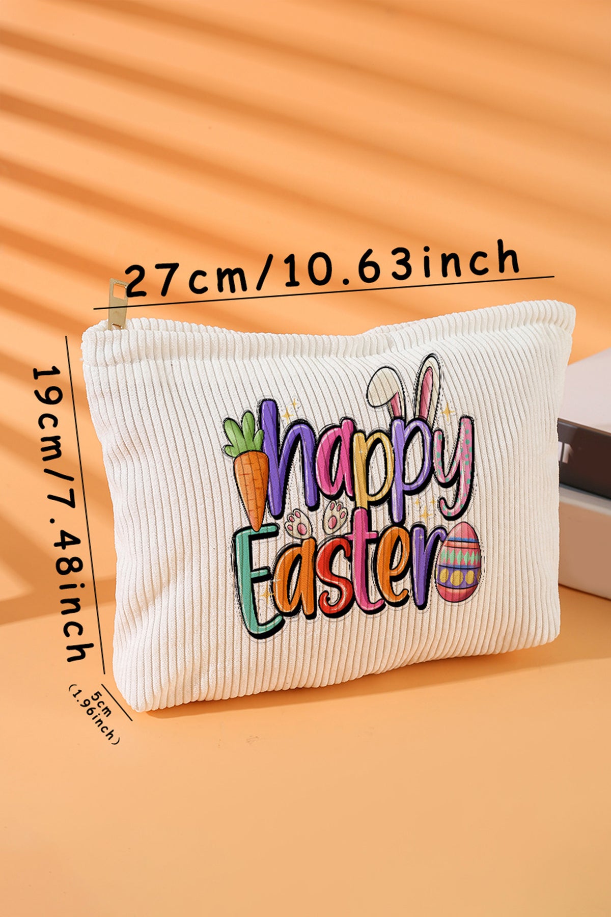 Neceser de pana blanca con estampado alegre y divertido de Pascua