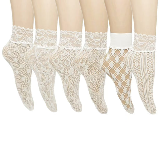 Medias cortas transparentes de jacquard negras para mujer, finas y absorbentes del sudor - Bego Fashion