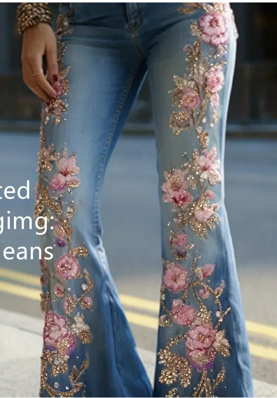 Pantalones de pierna ancha para mujer, cómodos y sencillos, con estampado floral - Bego Fashion