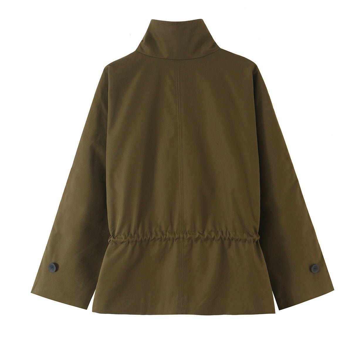 Chaqueta tipo parka, de corte holgado y color liso, con cuello alto y manga larga, de estilo casual
