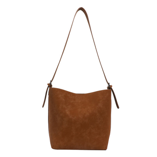 Bolso tipo cubo de gran capacidad para mujer, versátil, retro mate, de un solo hombro. - Bego Fashion