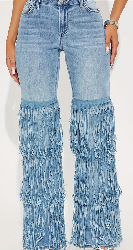 Pantalones casuales de mujer, vaqueros finos de imitación - Bego Fashion