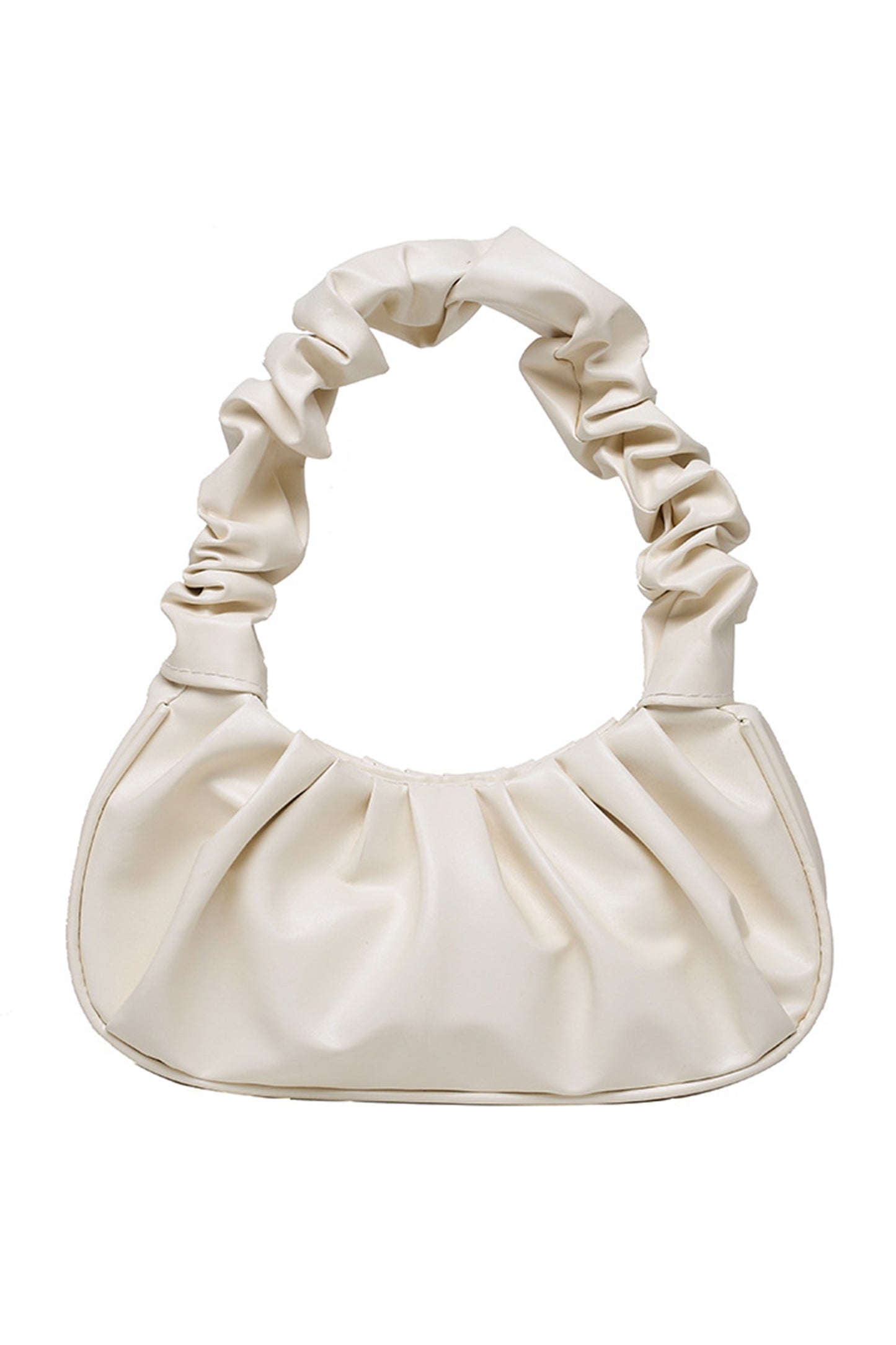 Bolso de mano plisado y elegante de piel sintética blanca para cenas