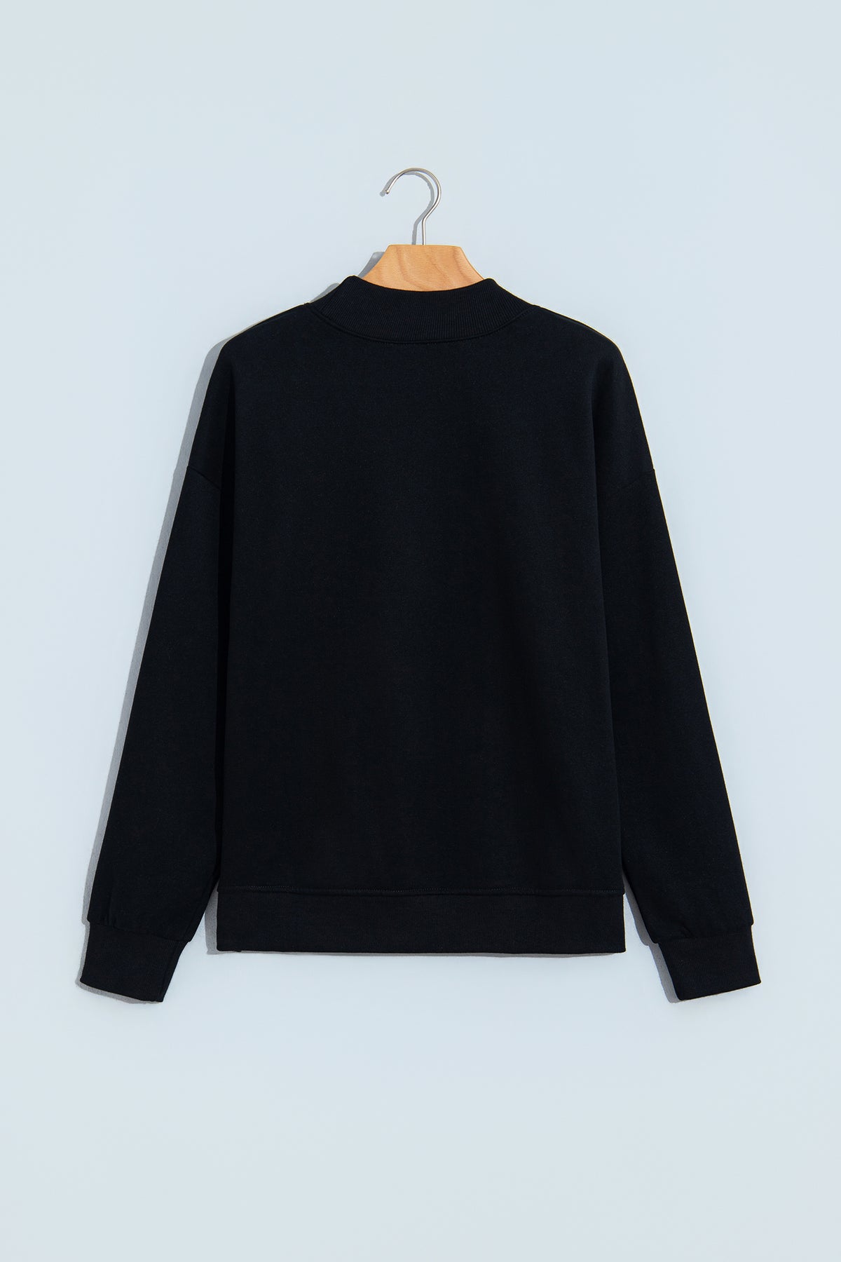 Sudadera negra lisa de corte oversize y cuello perkins