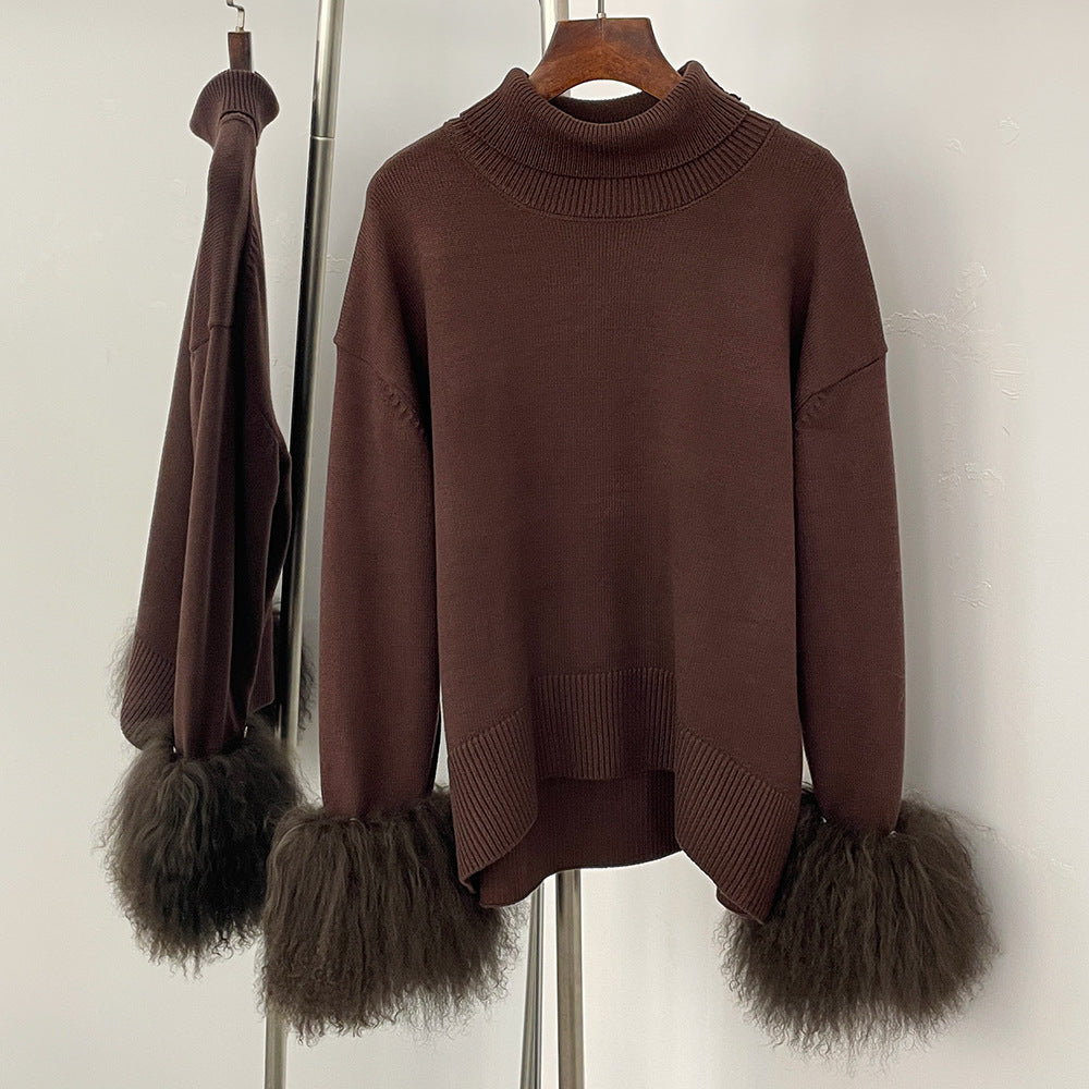 Suéter de punto holgado de cuello alto para mujer - Bego Fashion