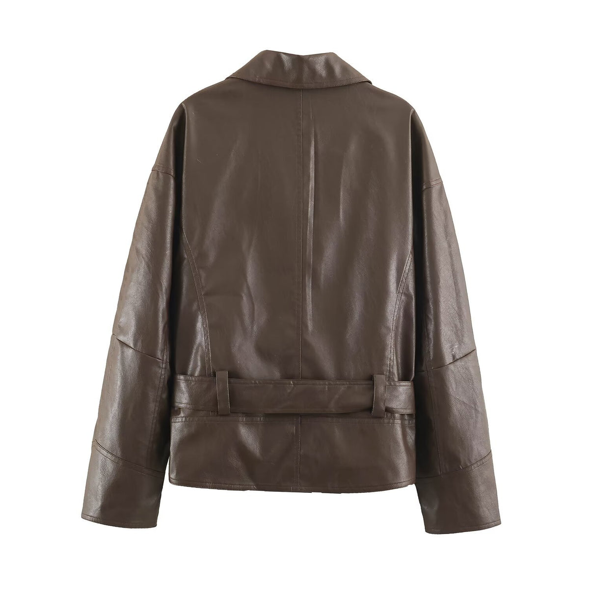 Chaqueta de piel sintética de estilo motociclista retro
