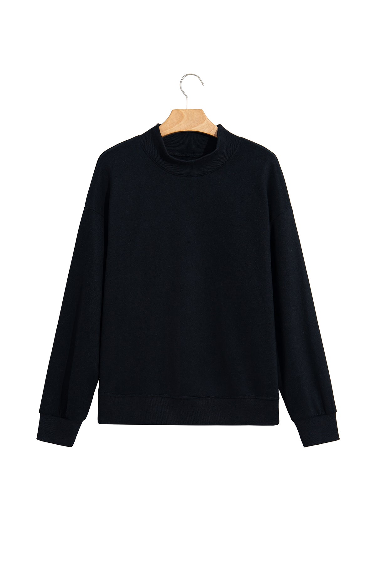 Sudadera negra lisa de corte oversize y cuello perkins