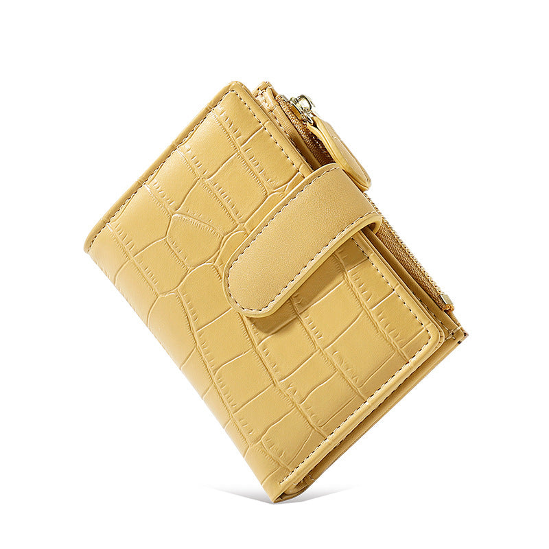 Mini billetera corta con cierre de cremallera, color sólido, retro y sencillo - Bego Fashion