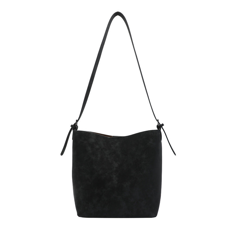 Bolso tipo cubo de gran capacidad para mujer, versátil, retro mate, de un solo hombro. - Bego Fashion