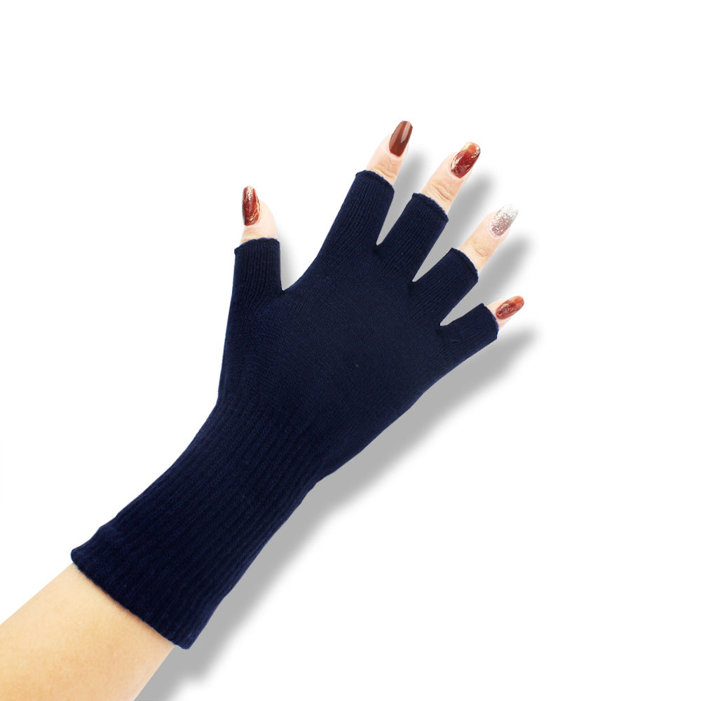 Guantes térmicos de medio dedo acanalados de manga larga de acrílico de moda de color sólido - Bego Fashion