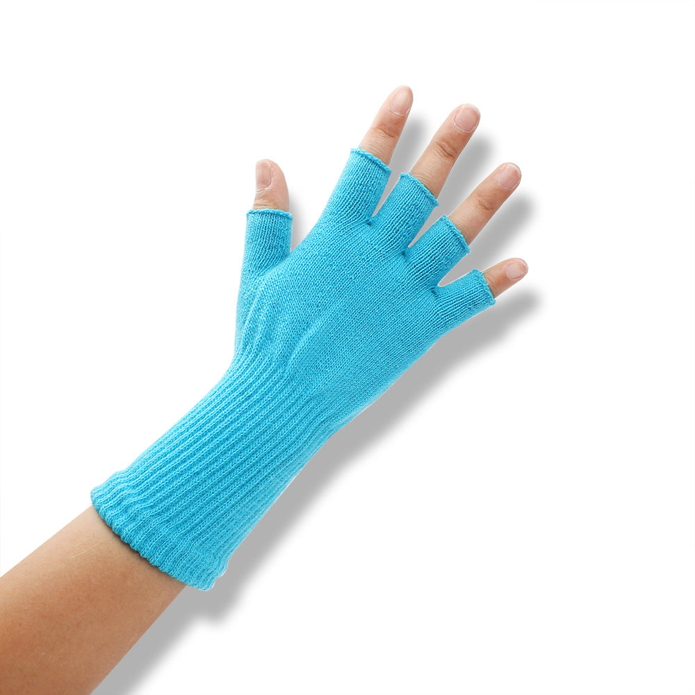 Guantes térmicos de medio dedo acanalados de manga larga de acrílico de moda de color sólido - Bego Fashion