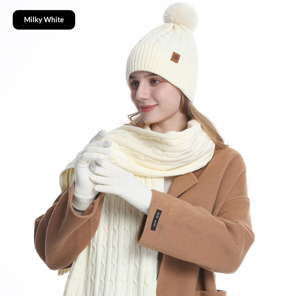 Gorro de punto con protección auditiva para montar a caballo, bufanda y guantes de invierno para mujer - Bego Fashion