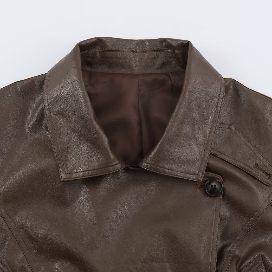 Chaqueta de piel sintética de estilo motociclista retro