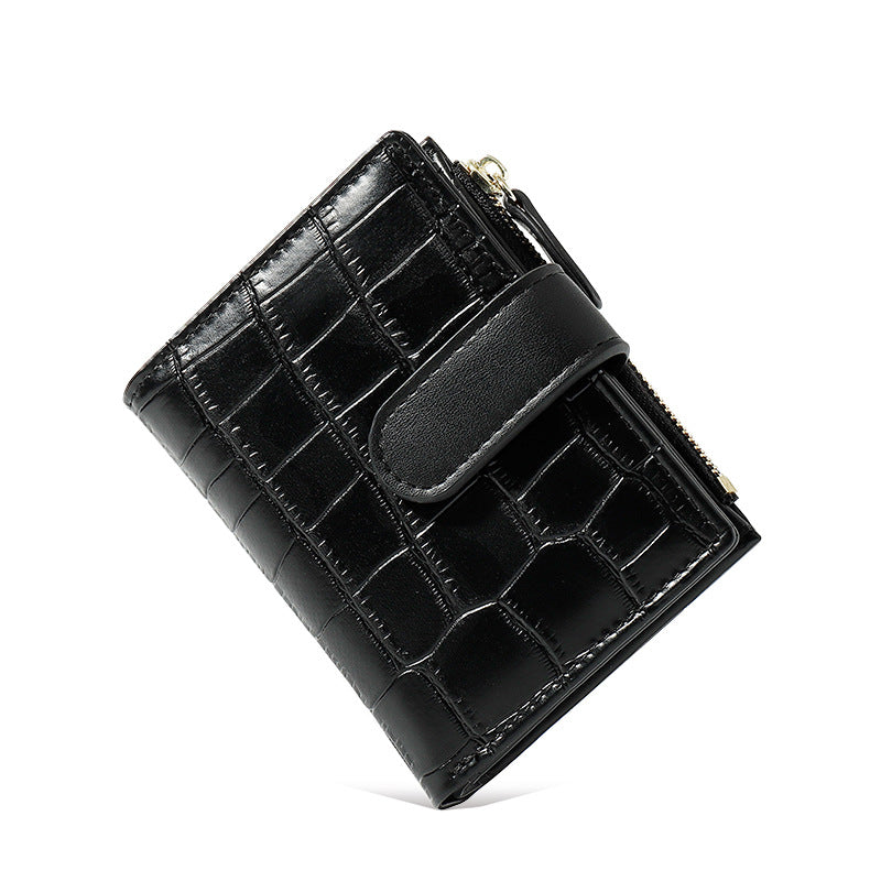 Mini billetera corta con cierre de cremallera, color sólido, retro y sencillo - Bego Fashion