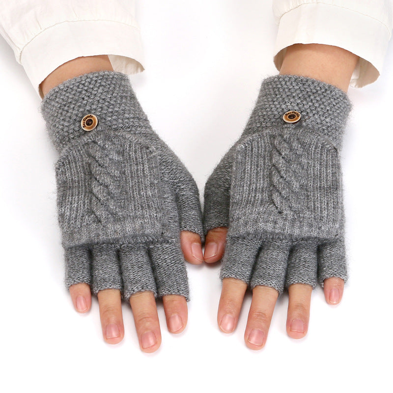 Guantes térmicos gruesos de punto estilo coreano para mujer en colores sólidos para el invierno. - Bego Fashion