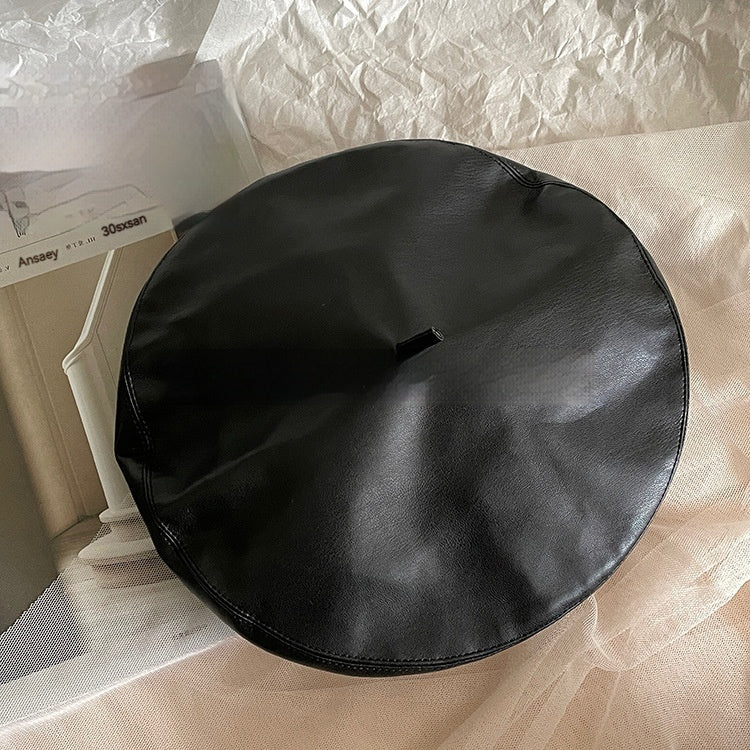 Boina marrón de cuero para mujer con circunferencia de cabeza grande - Bego Fashion