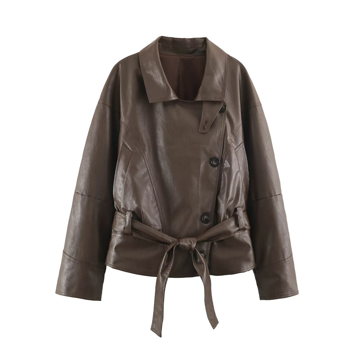 Chaqueta de piel sintética de estilo motociclista retro