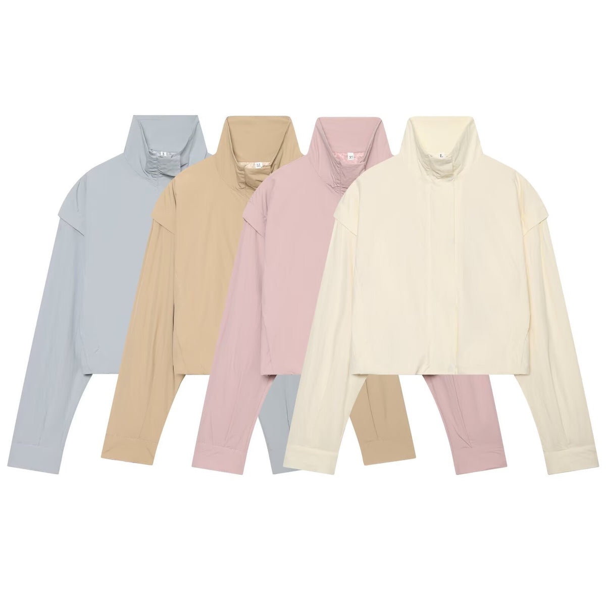 Chaqueta informal de manga larga con cuello alzado para mujer