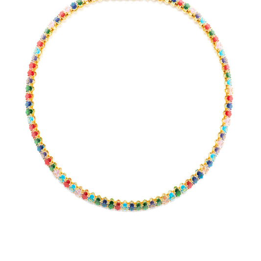 Collar con Cristal Multicolor acabado oro 18k - Nex - Bego Fashion