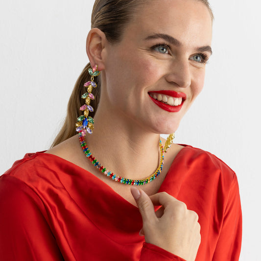 Collar con Cristal Multicolor acabado oro 18k - Nex - Bego Fashion