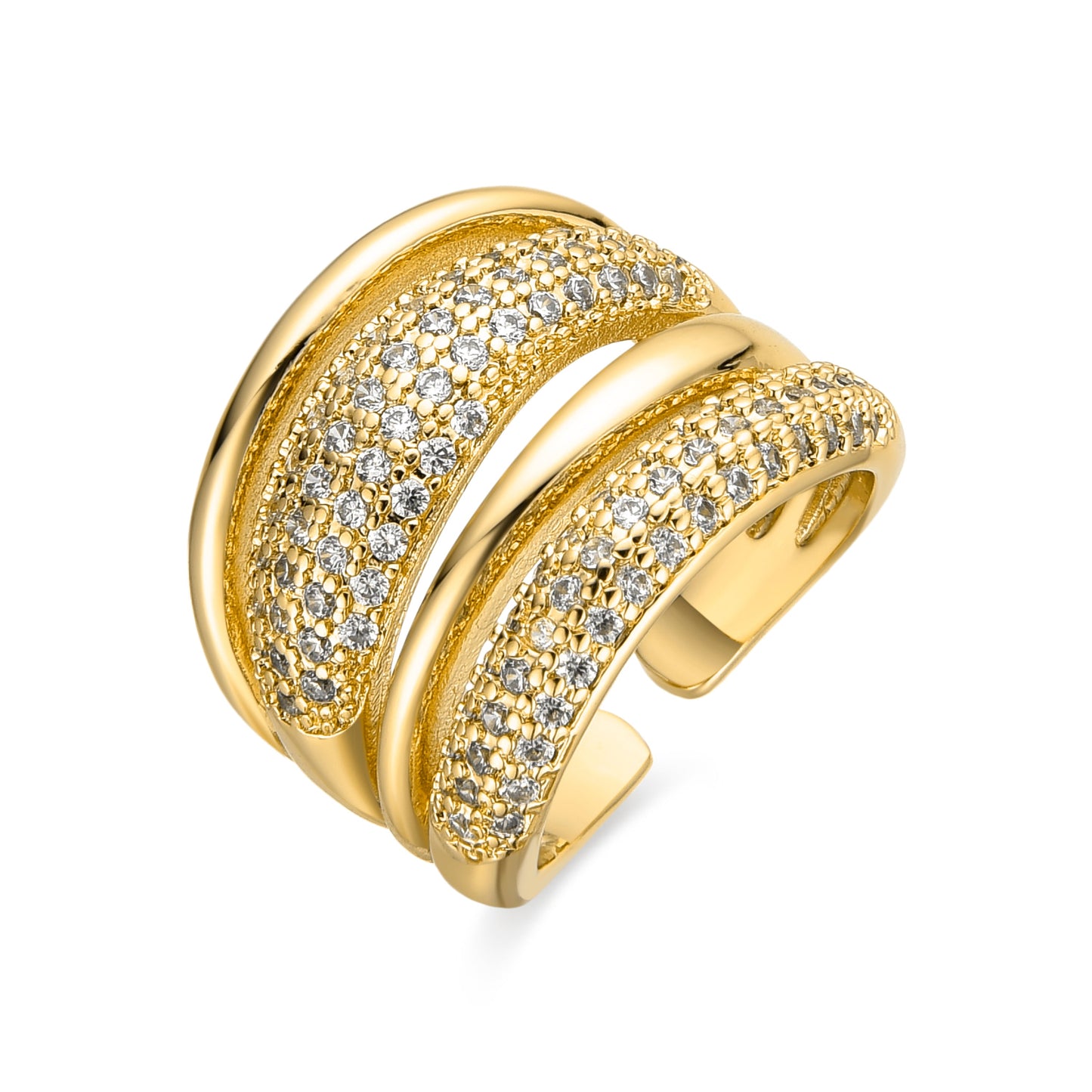 Anillo con Circonita Brillante acabado oro 18k - Merima - Bego Fashion