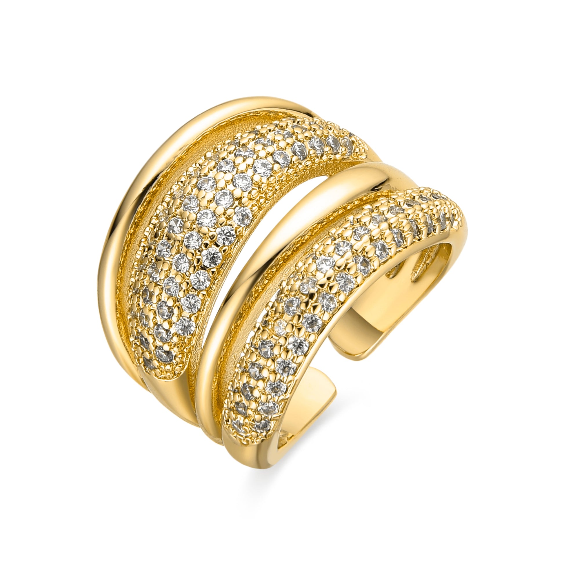 Anillo con Circonita Brillante acabado oro 18k - Merima - Bego Fashion