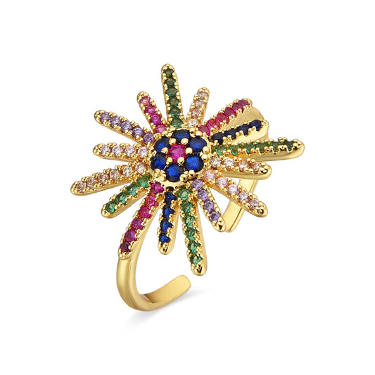 Anillo con Circonita Multicolor acabado oro 18k - Daob - Bego Fashion