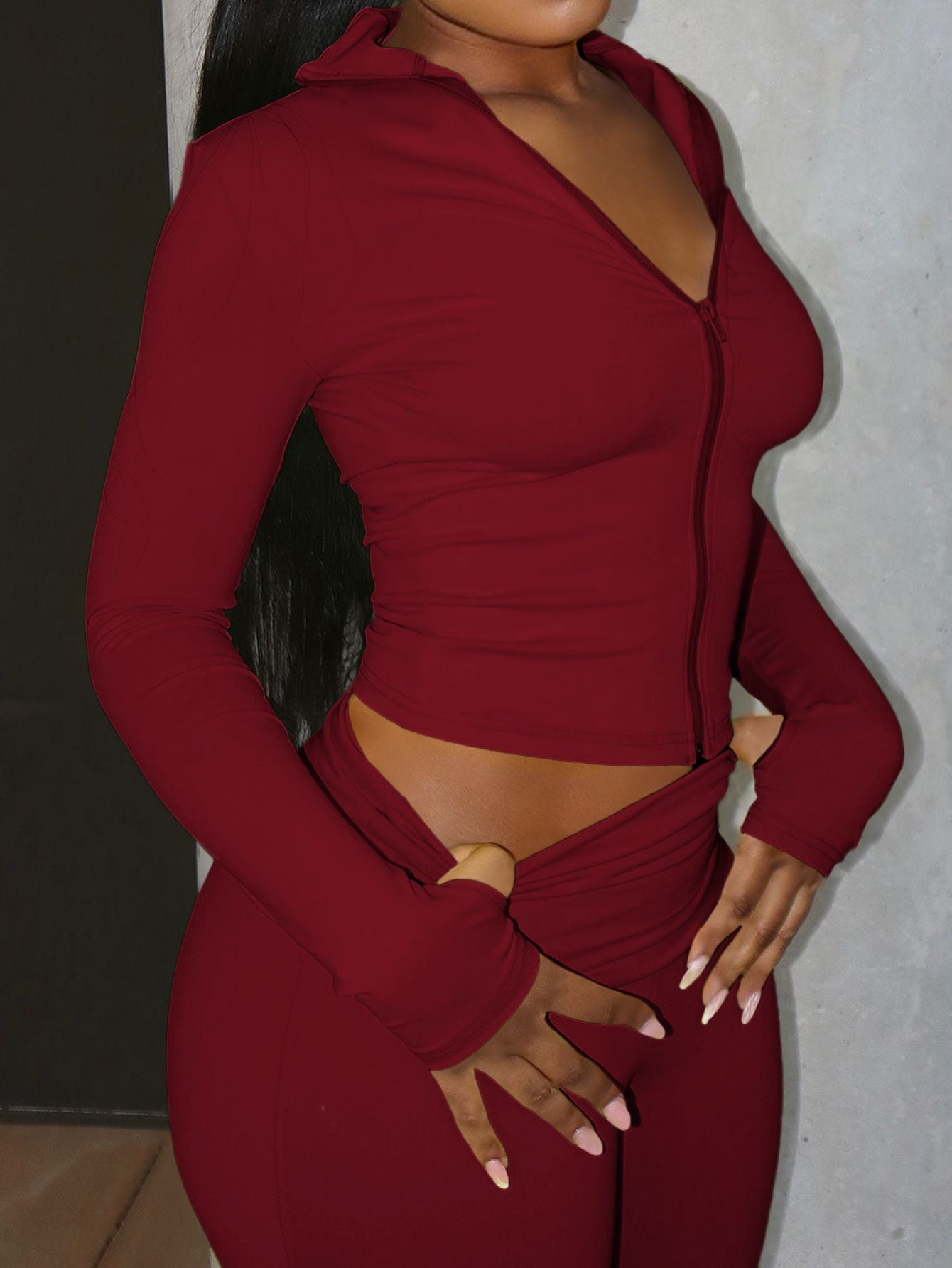 Conjunto de dos piezas de chaqueta deportiva de yoga y pantalones ajustados - Bego Fashion