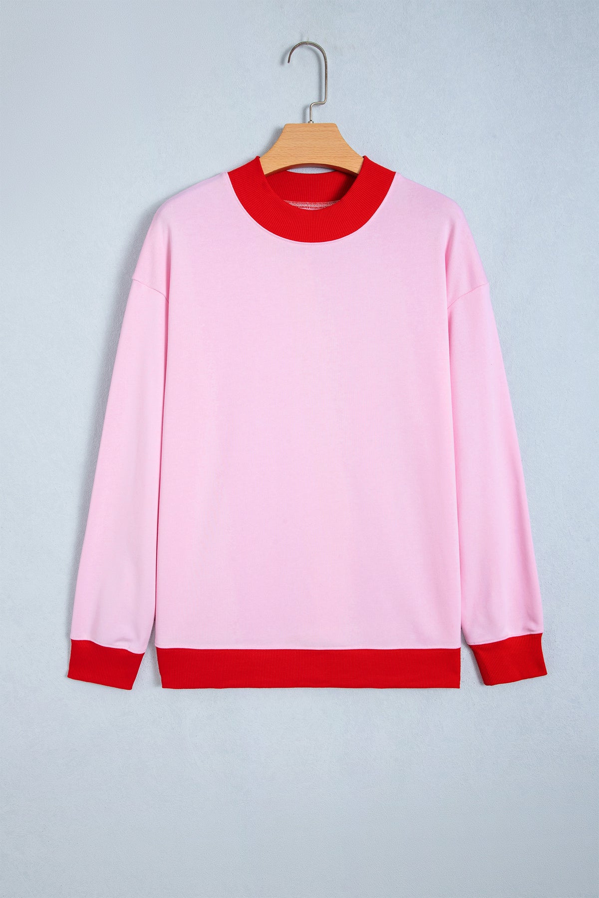 Sudadera de cuello redondo y manga larga en azul sucio con diseño de bloques de color y ribetes