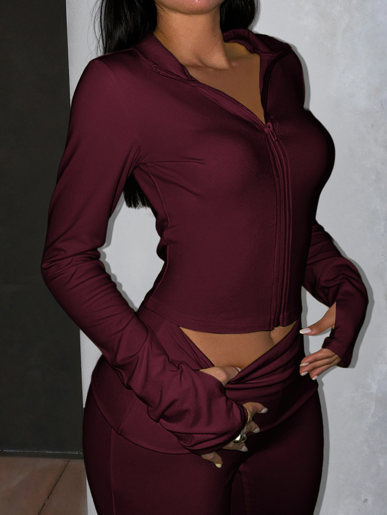 Conjunto de dos piezas de chaqueta deportiva de yoga y pantalones ajustados - Bego Fashion