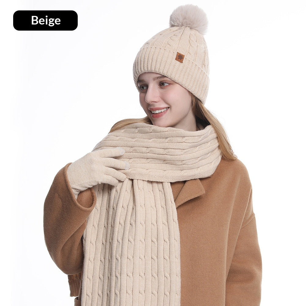 Gorro de punto con protección auditiva para montar a caballo, bufanda y guantes de invierno para mujer - Bego Fashion