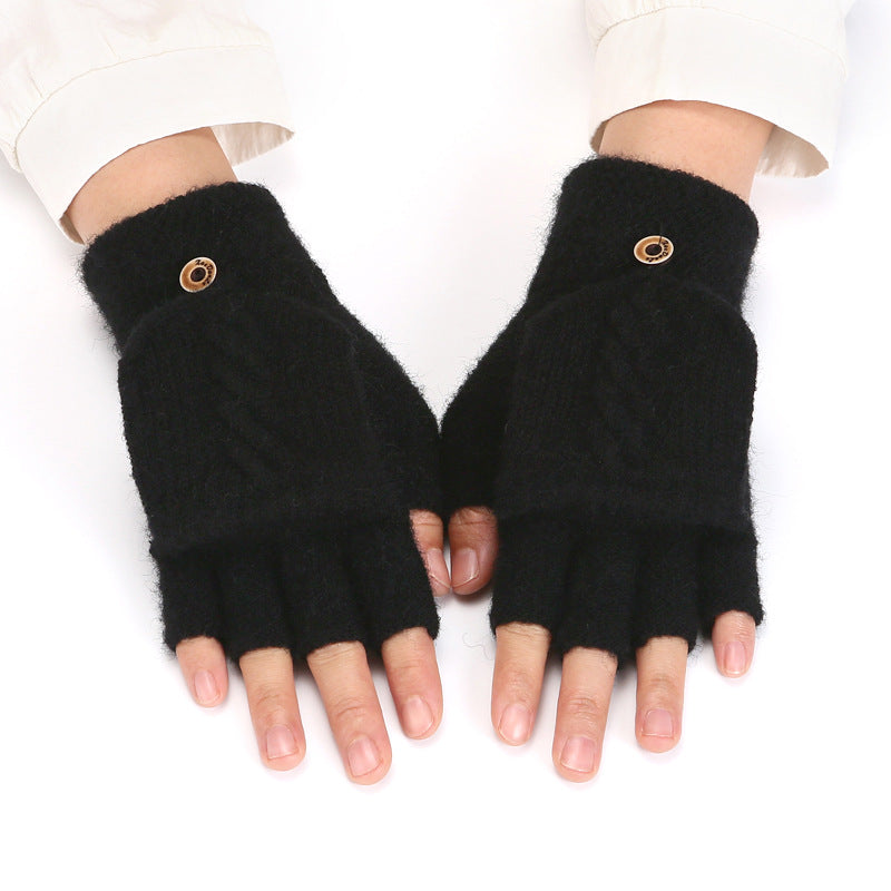Guantes térmicos gruesos de punto estilo coreano para mujer en colores sólidos para el invierno. - Bego Fashion