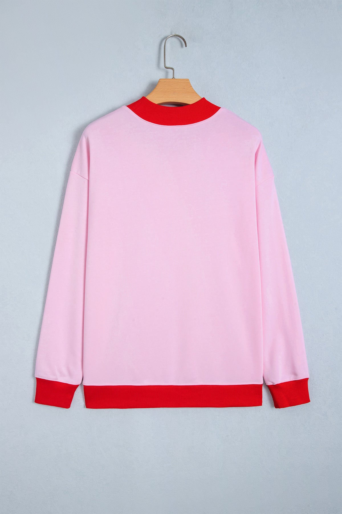Sudadera de cuello redondo y manga larga en azul sucio con diseño de bloques de color y ribetes