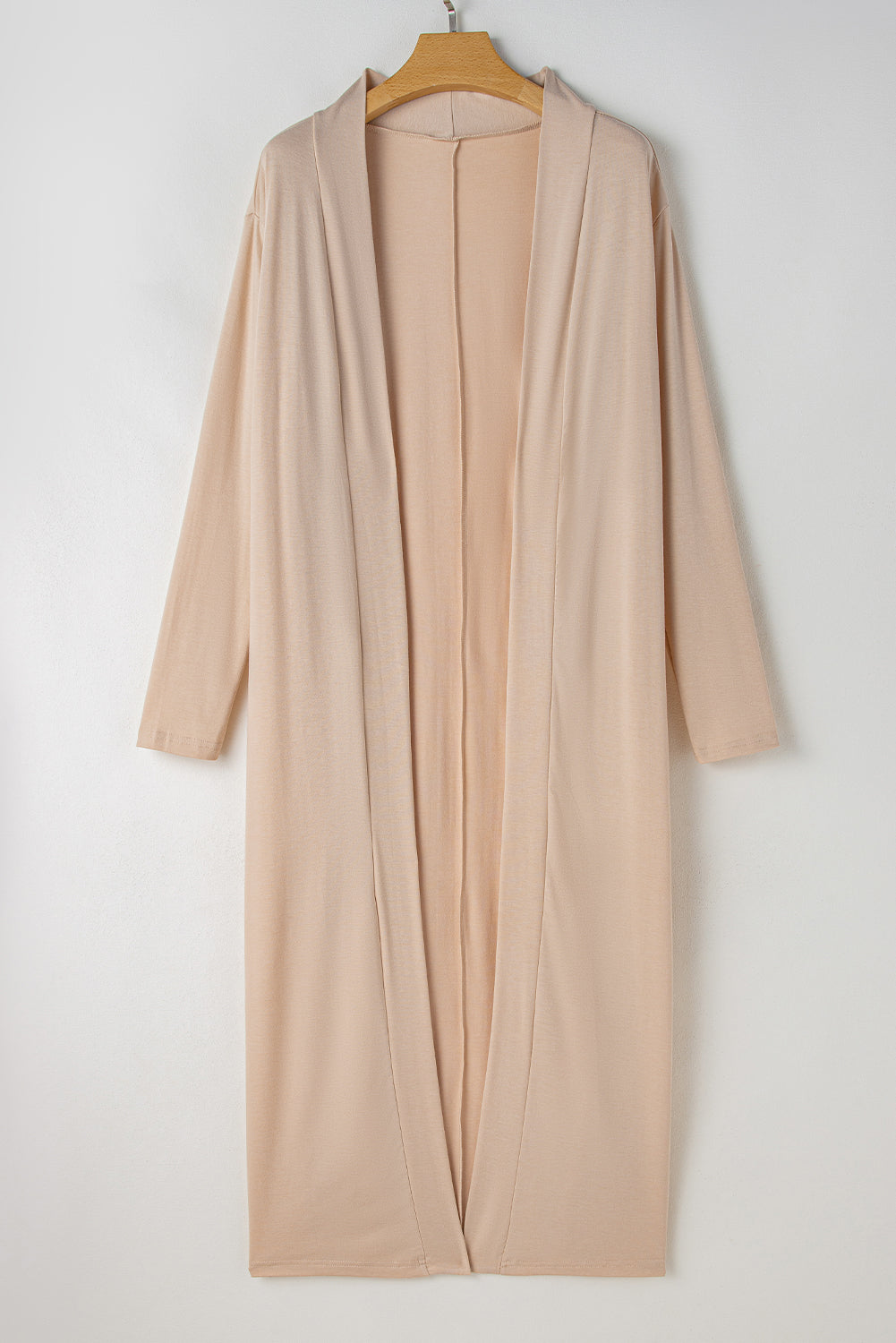 Conjunto de estar por casa: cárdigan largo con aberturas y pantalones ajustados, color pergamino
