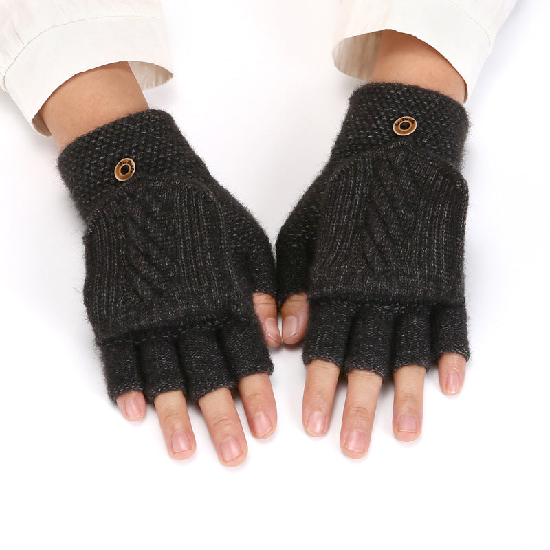 Guantes térmicos gruesos de punto estilo coreano para mujer en colores sólidos para el invierno. - Bego Fashion