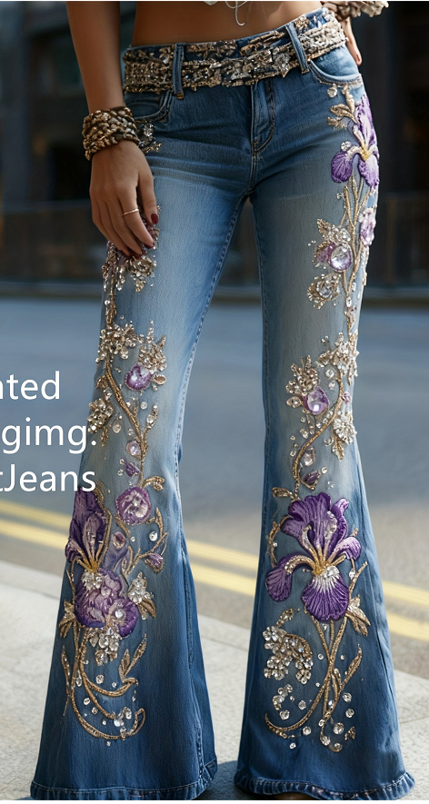 Pantalones de pierna ancha para mujer, cómodos y sencillos, con estampado floral - Bego Fashion