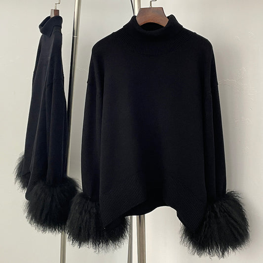 Suéter de punto holgado de cuello alto para mujer - Bego Fashion